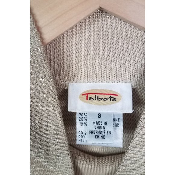 Vintage 90's Talbots Women's Sz. S Silk Blend L/S Gold Shimmer Turtleneck - Picture 3 of 6